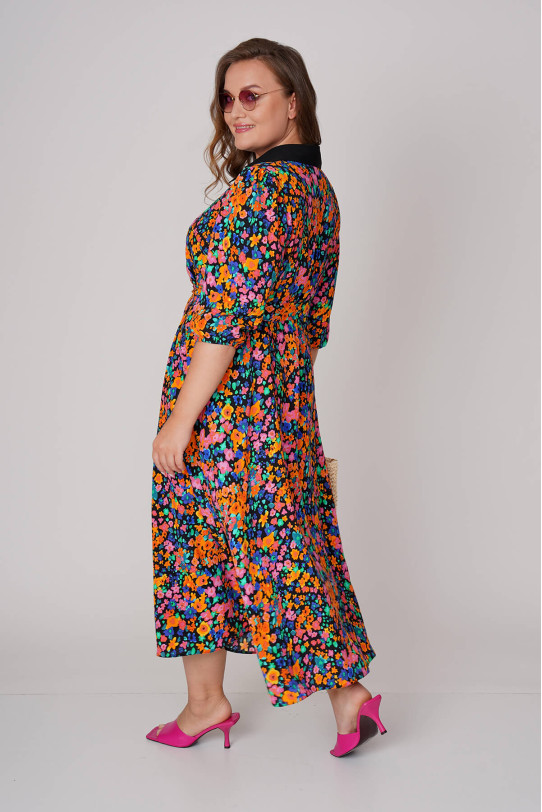 Sophisticated long dress with floral print