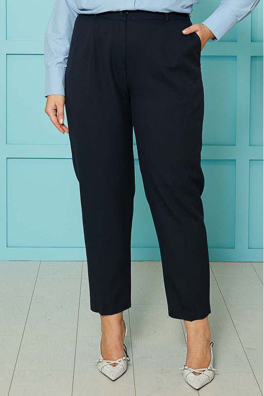 Elegant plus size pants in dark blue