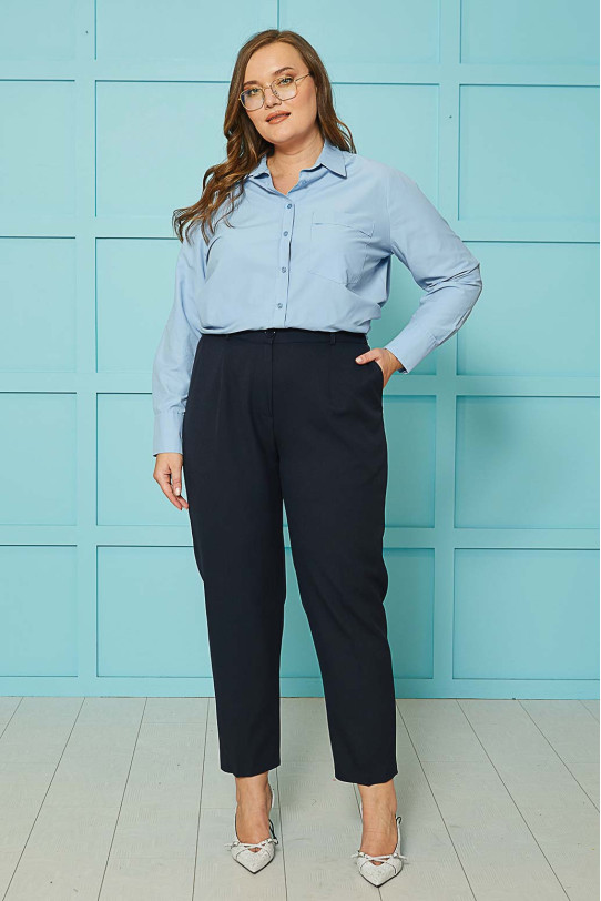 Elegant plus size pants in dark blue