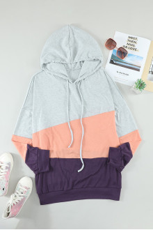 Fresh maxi hooded sweatshirt in grey, peach and purple