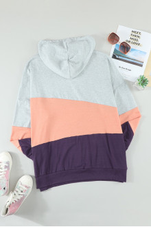 Fresh maxi hooded sweatshirt in grey, peach and purple