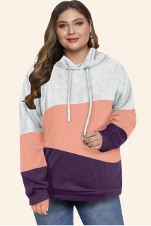 Fresh maxi hooded sweatshirt in grey, peach and purple