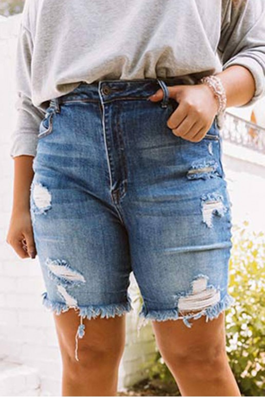 Modern short maxi jeans with torn and disheveled legs