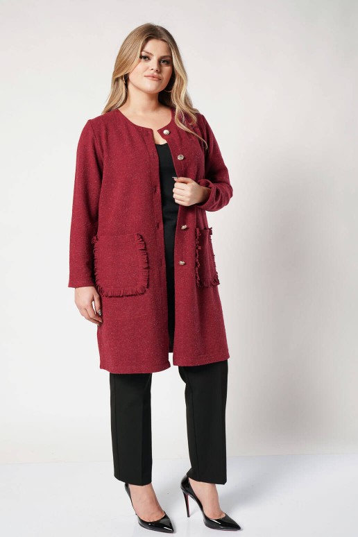 Long luxurious plus size cardigan in tile red