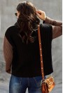 Модерен макси пуловер с висока яка в кафяви тонове