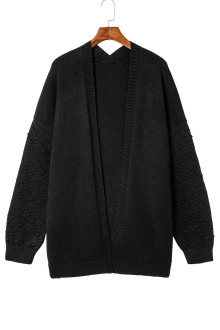 Black plus size cardigan with embossed braid