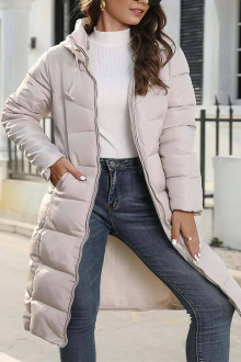 Sheer Long cream Puffer plus size Jacket