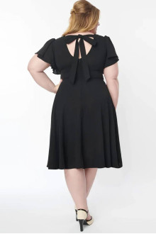 Black V-neck midi dress