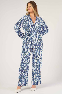 Luxurious cotton plus size suit in white and blue