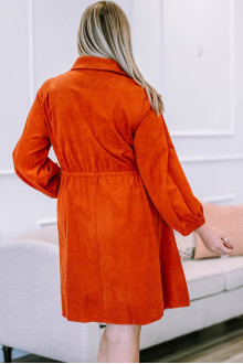 Orange corduroy plus size dress