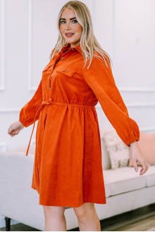 Orange corduroy plus size dress