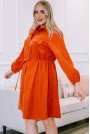 Оранжева макси рокля от рипсено кадифе