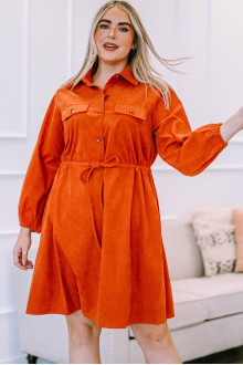 Orange corduroy plus size dress