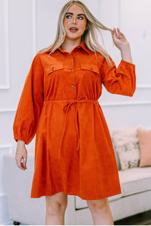 Orange corduroy plus size dress