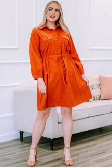 Orange corduroy plus size dress