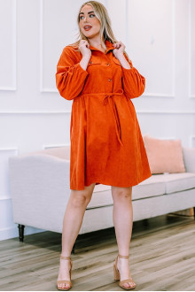 Orange corduroy plus size dress