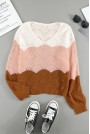 Tri-color plus size sweater with a gentle braid of waves