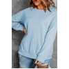 Sheer plus size blouse with long sleeves in light pastel blue