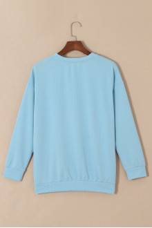 Sheer plus size blouse with long sleeves in light pastel blue