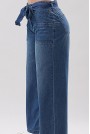 Loose plus size jeans with a textile belt with a tie