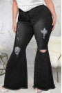 Black plus size Charleston jeans with a slight rip