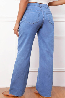 Loose light plus size jeans with unhemmed legs