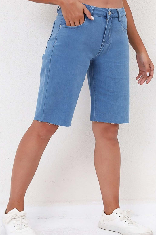 Light Blue Short plus size Knee Length Jeans