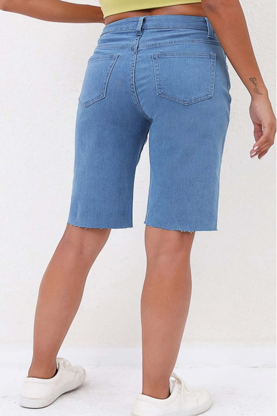 Light Blue Short plus size Knee Length Jeans