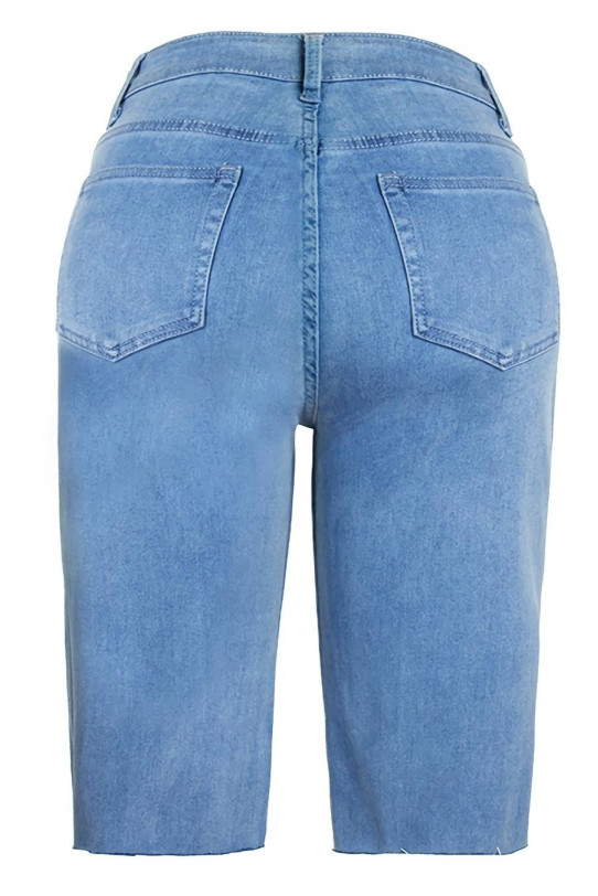 Light Blue Short plus size Knee Length Jeans