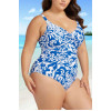 One piece swimsuit in a fresh blue and white floral print