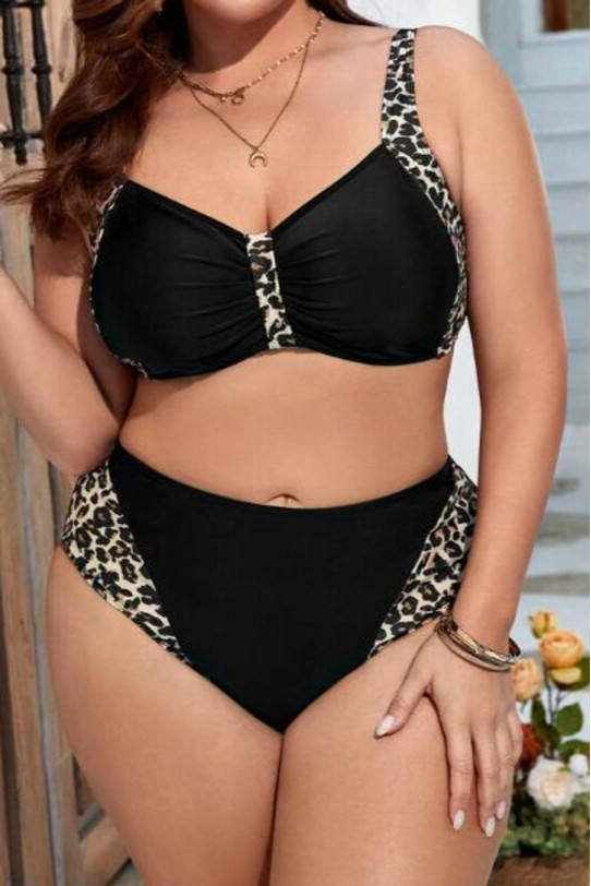 Elegant shapewear bikini bottoms with leopard accents