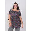 Plus size blouse with square neckline and back