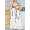 Elegant white plus size dress with floral print