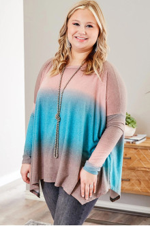 Poncho maxi blouse in beige and sky blue