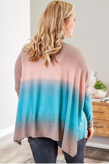 Poncho maxi blouse in beige and sky blue