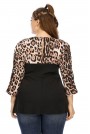 Модерна черна макси блуза с леопардови ръкави