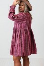Ефирна свободна макси рокля в лилаво-розов принт
