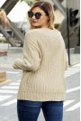 Стилен макси пуловер с V-образно деколте и вертикална оплетка
