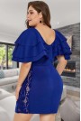Short cocktail plus size dress in blue