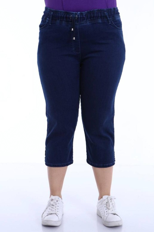 Plus size jeans capris with elastic waist