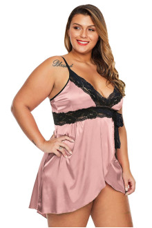 Satin sexy plus size babydoll nightgown - rose ashes