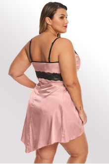 Satin sexy plus size babydoll nightgown - rose ashes