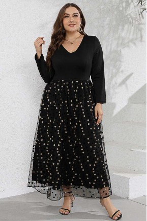 Long Black plus size Dress with Seal Bottom
