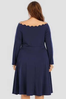 Cut out plus size dress with laser cut wave neckline