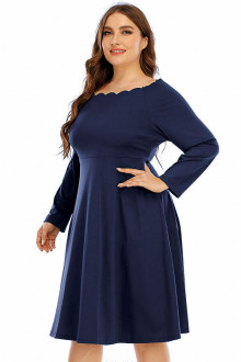 Cut out plus size dress with laser cut wave neckline