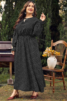 Long black plus size dress with white splashes