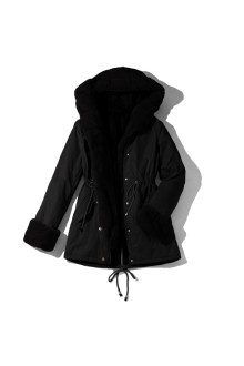 Black winter plus size jacket with removable down element