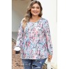 Long sleeve plus size blouse in light floral print