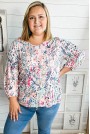 Long sleeve plus size blouse in light floral print