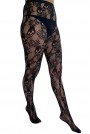 Mesh alternative plus size tights with skulls and roses